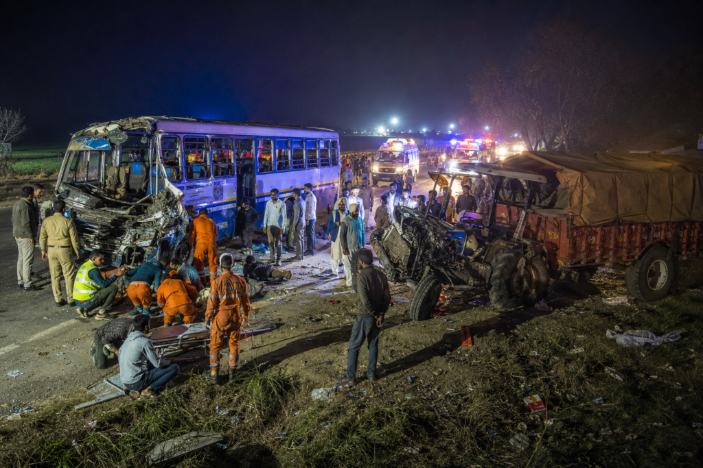 16 Injured as PRTC Bus Collides with Tractor-Trailer Near Malout