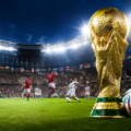 Epic soccer match under stadium lights