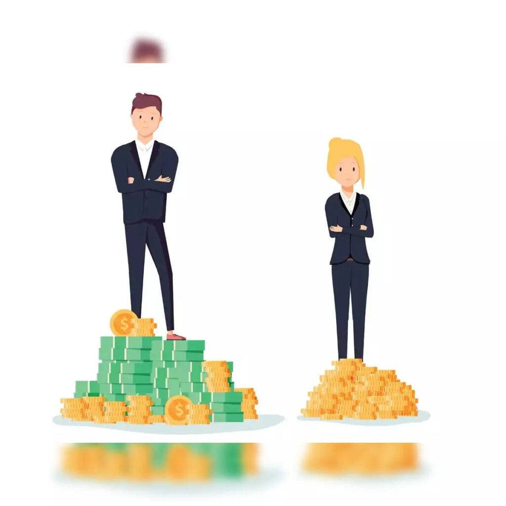 Understanding the Gender Pay Gap Between Men and Women Infographic showing a comparison of average earnings between men and women, illustrating the gender pay gap with side-by-side figures, percentage differences, and factors that may contribute to wage disparities.