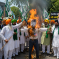protest burning effigy in street