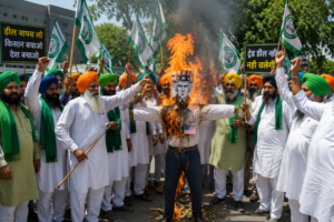 protest burning effigy in street