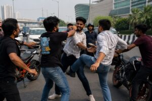 Viral video shows alleged road rage incident near Ambience Mall on the Delhi-Haryana border.