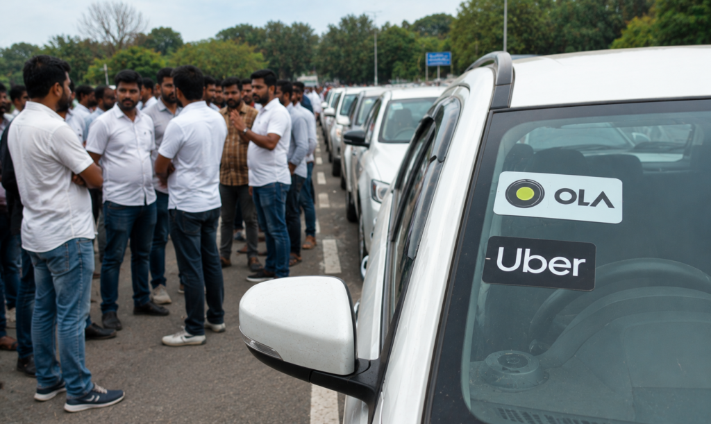 ride - hailing protest in urban parking ola and taxi strike