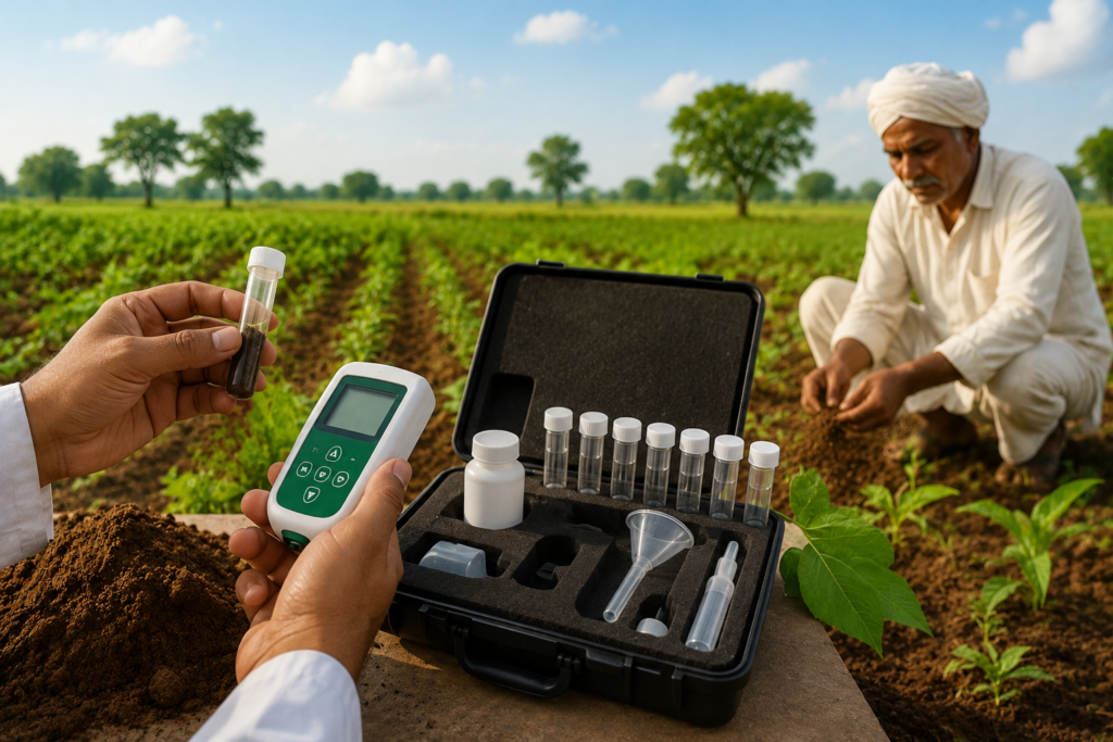 soil testing in the fields