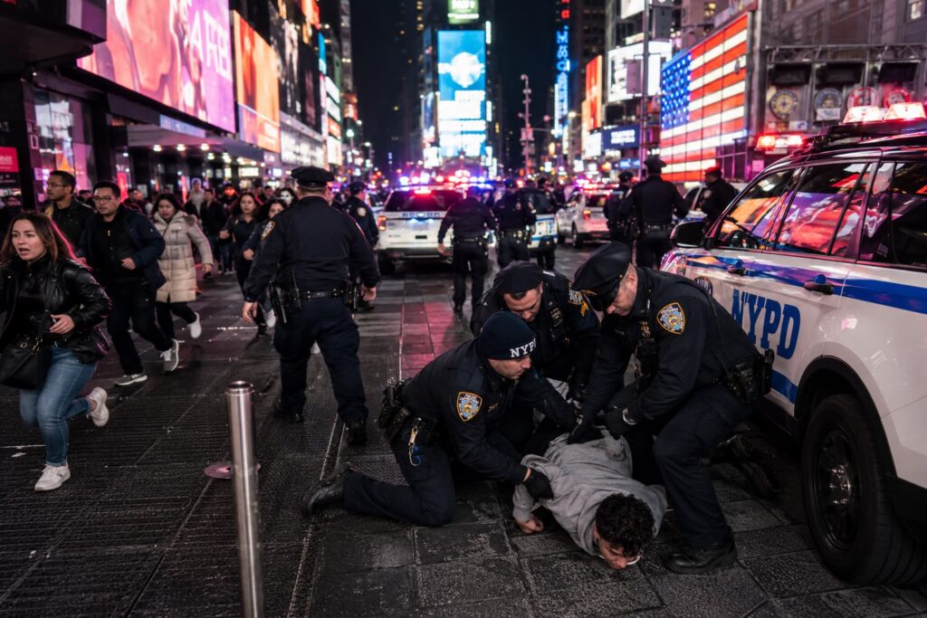 times square Large police response follows reported shooting in one of New York’s busiest tourist hubs.