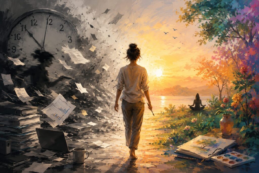 A person walking towards success