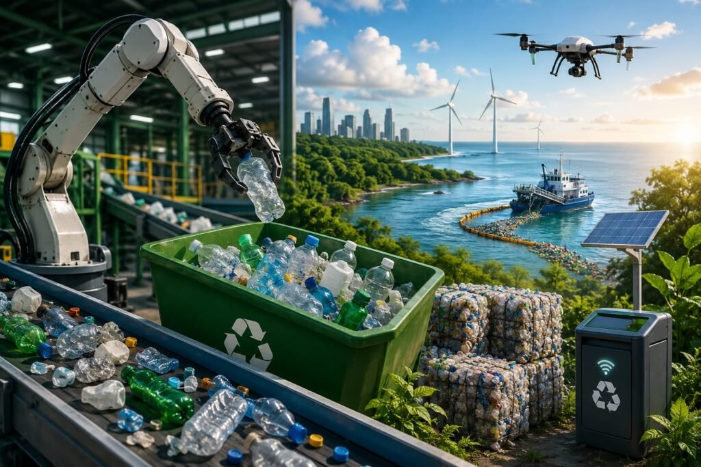 Advanced recycling technology sorting plastic waste to reduce pollution and support a sustainable circular economy.