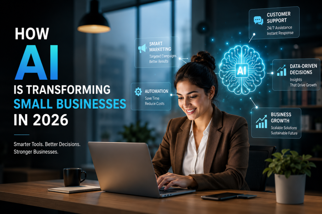 ChatGPT Image Jul 1, 2026, 04_10_04 PM How AI Is Transforming Small Businesses in 2026: Benefits, Challenges & Future Trends