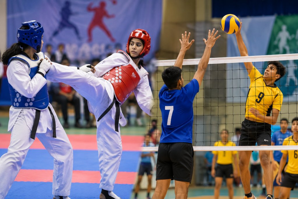 Taekwondo and Volleyball Stars Shine on Day 3 of Kurukshetra Block Games