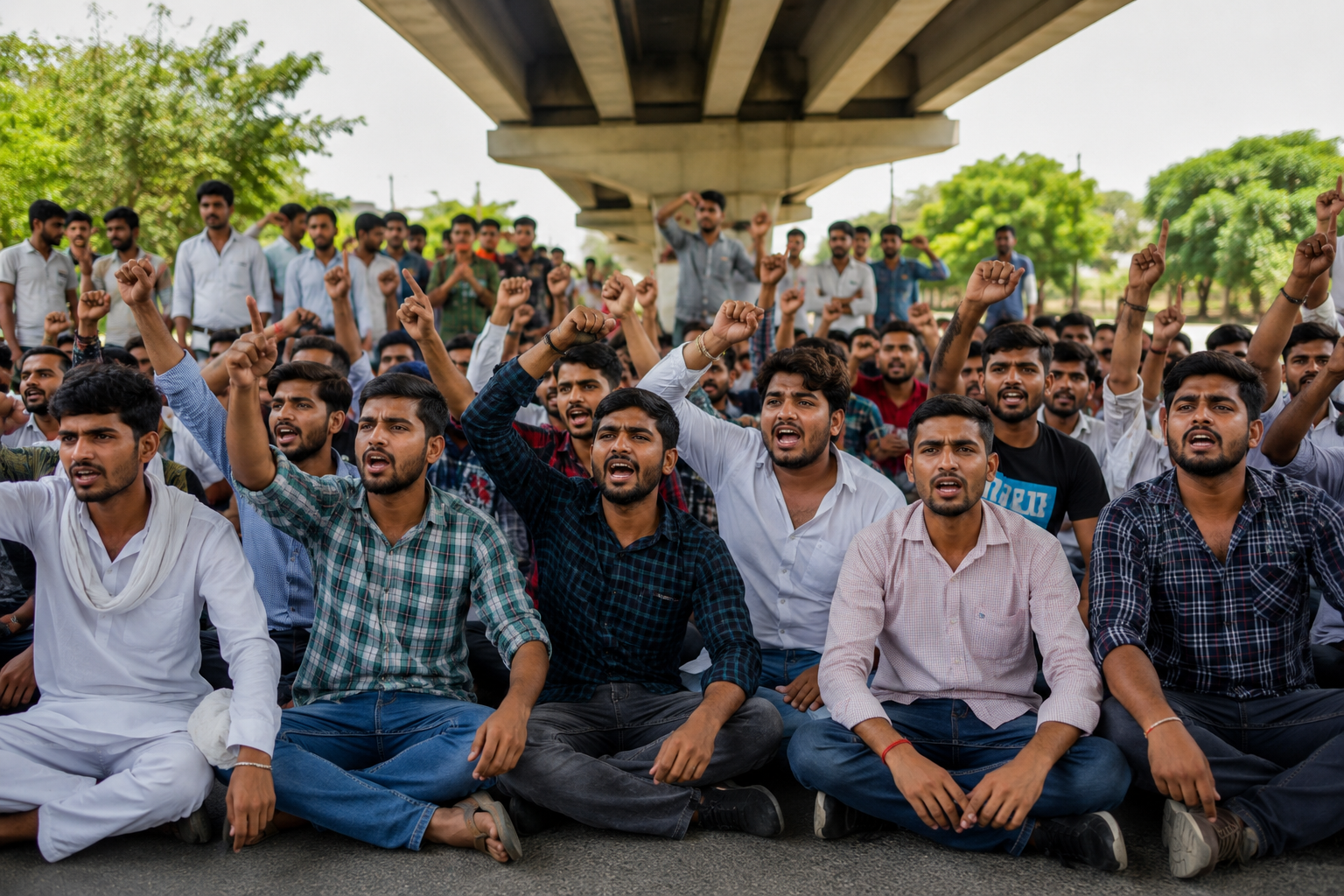 Youths Stage Protest in Jind's Gatauli Against Alleged Jantar Mantar Lathi-Charge on Students Youths Stage Protest in Jind's Gatauli Against Alleged Jantar Mantar Lathi-Charge on Students