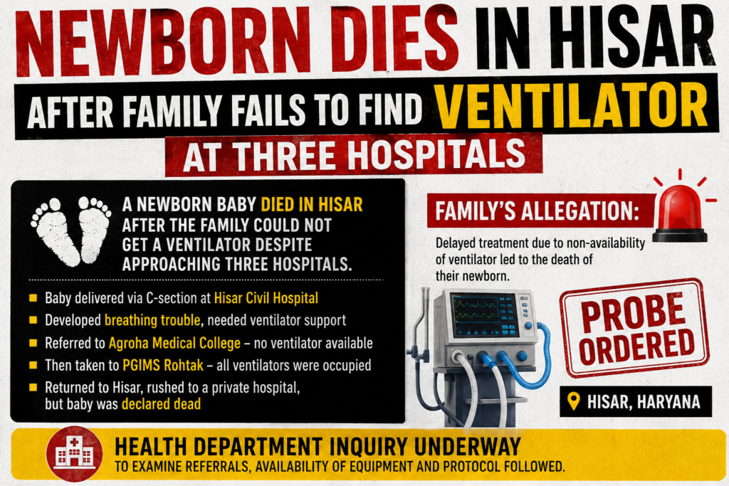 ChatGPT Image Jul 3, 2026, 12_54_55 PM Newborn dies in Hisar after family fails to find ventilator at three hospitals