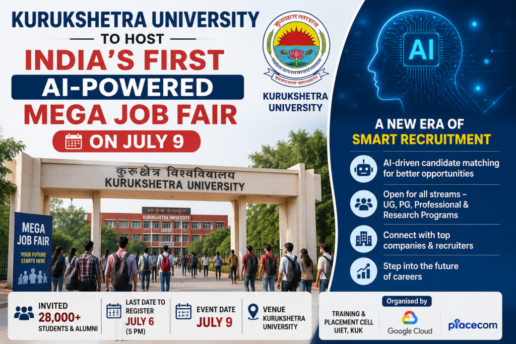 Kurukshetra University to host India’s first AI-powered mega job fair on July 9