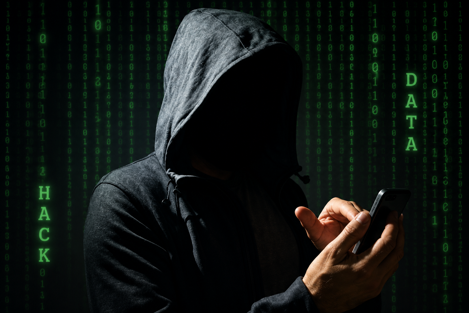 Karnal Trader Receives ₹1 Crore Extortion Threat, Rohit Godara Gang Allegedly Behind WhatsApp Cal Hooded person using a mobile phone, symbolizing a cyber extortion threat after a Karnal trader allegedly received a ₹1 crore ransom demand via WhatsApp.