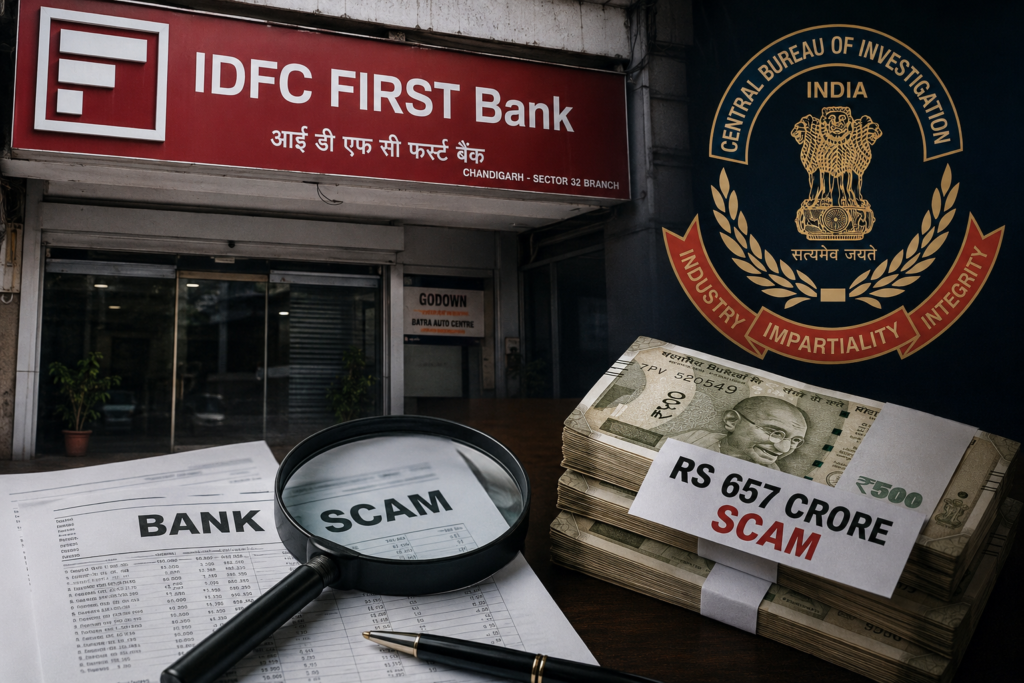 ias scam CBI investigation into the alleged Haryana IAS scam involving a Rs 657-crore bank fraud and IDFC First Bank