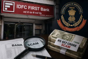 CBI investigation into the alleged Haryana IAS scam involving a Rs 657-crore bank fraud and IDFC First Bank