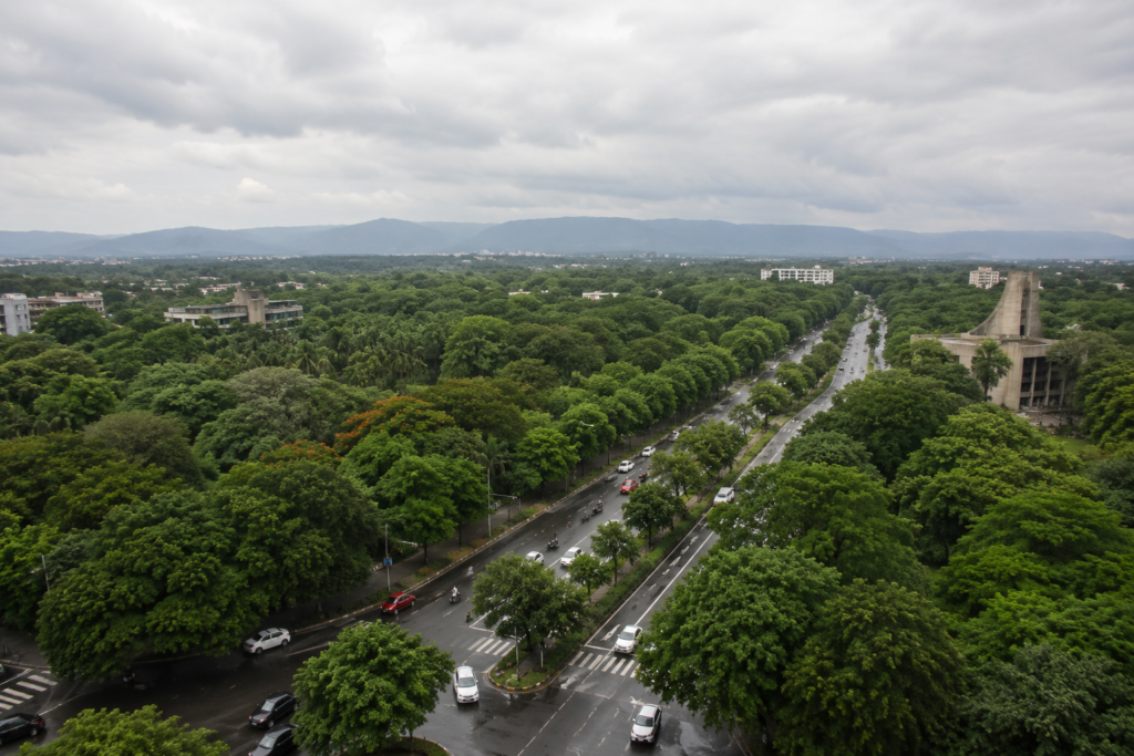 rain chd Aerial view of Chandigarh’s green cover highlighting low forest land diversion