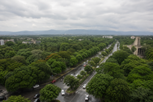 Aerial view of Chandigarh’s green cover highlighting low forest land diversion