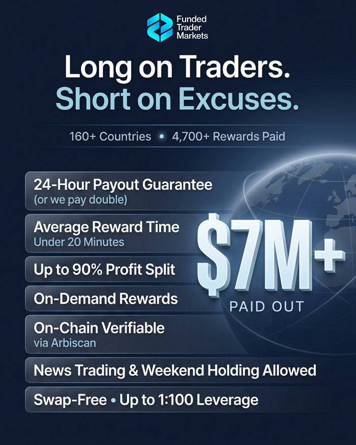 Funded Trader Markets Passes USD 7.4 Million in Trader Rewards With Every Payout in a Public Ledger Funded Trader Markets Passes USD 7.4 Million in Trader Rewards With Every Payout in a Public Ledger