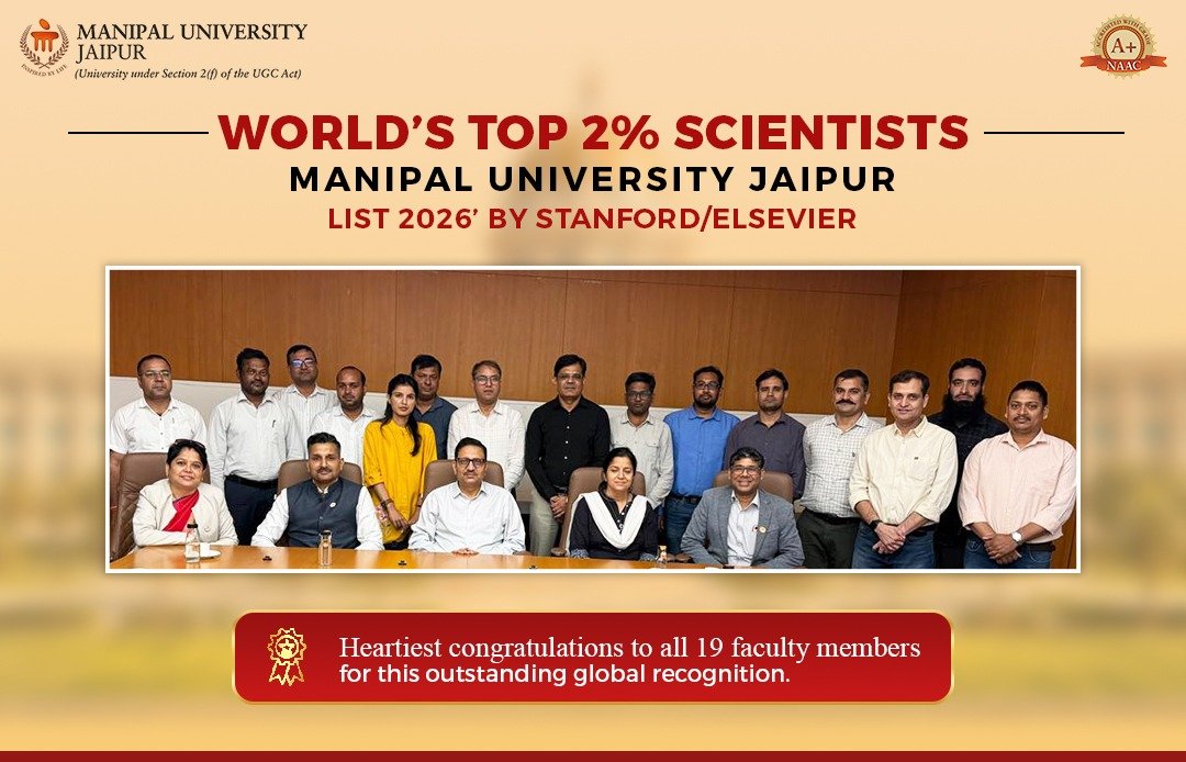 19 Manipal University Jaipur Researchers Feature in Stanford–Elsevier Top 2% Scientists List; Number of MUJ Researchers Doubles Compared to Previous Year 19 Manipal University Jaipur Researchers Feature in Stanford–Elsevier Top 2% Scientists List; Number of MUJ Researchers Doubles Compared to Previous Year